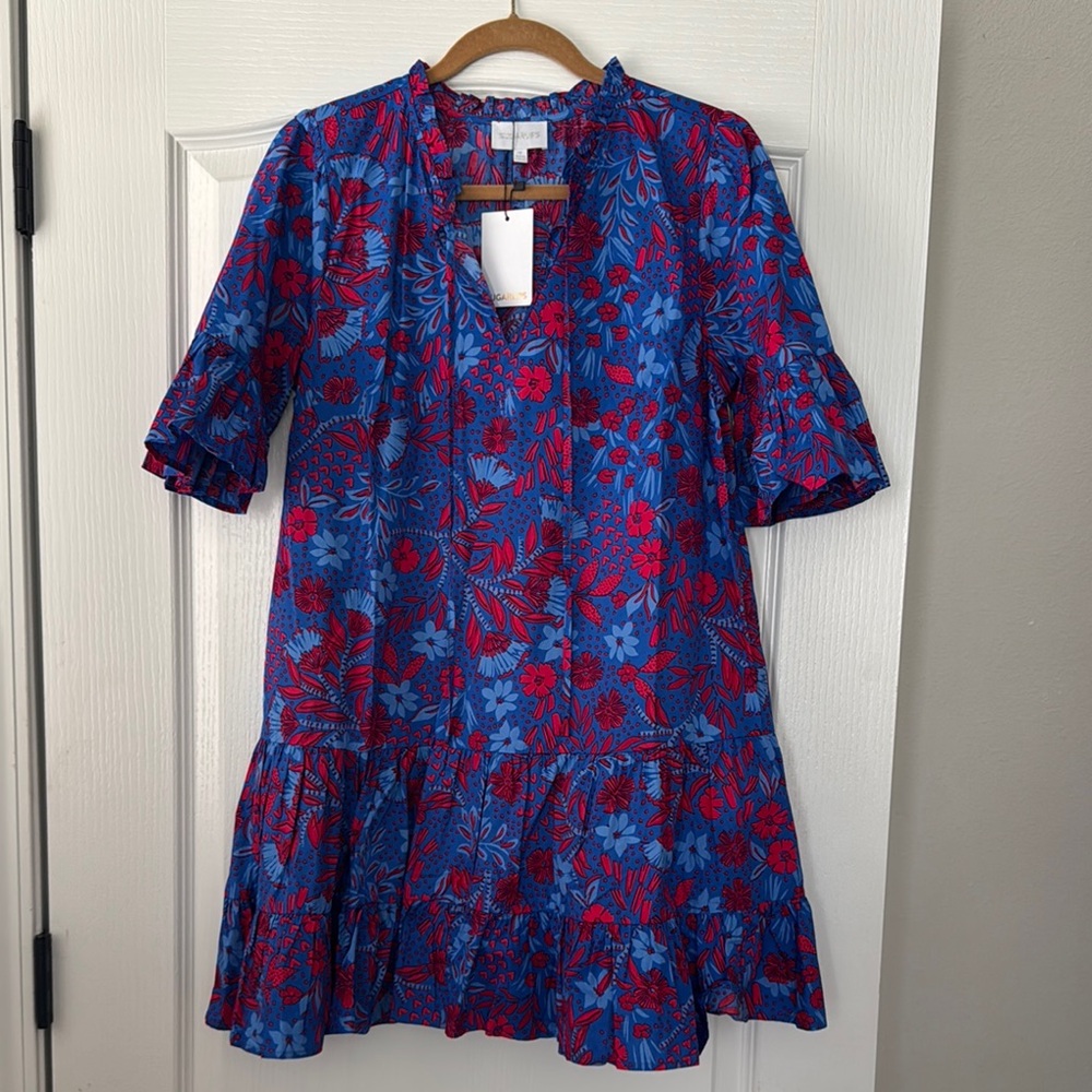Floral Blue and Red Dress